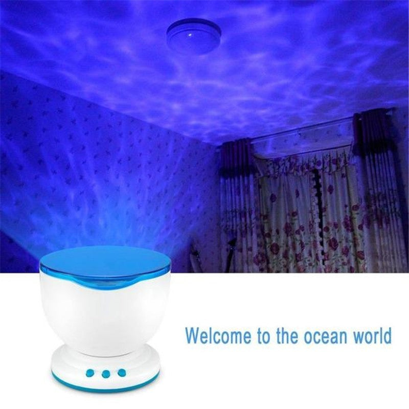 Ocean Wave Projector LED Night Light Remote Control TF Cards Music Player Speaker Aurora Projection - LIT-TERAL