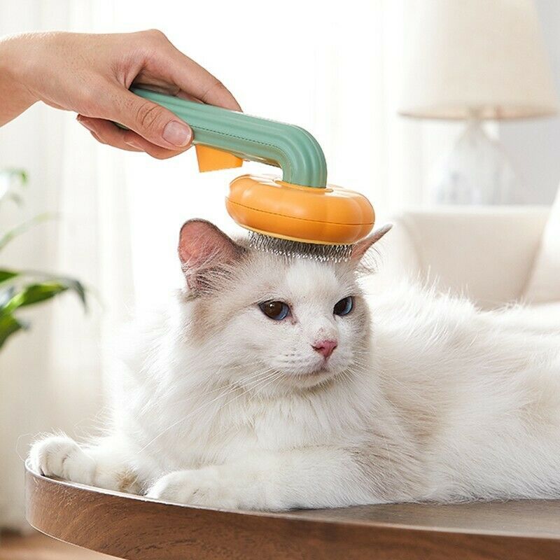 Pet Pumpkin Brush, Pet Grooming Self Cleaning Slicker Brush For Dogs Cats Puppy Rabbit, Cat Brush Grooming Gently Removes Loose Undercoat, Mats Tangled Hair Slicker Brush - LIT-TERAL