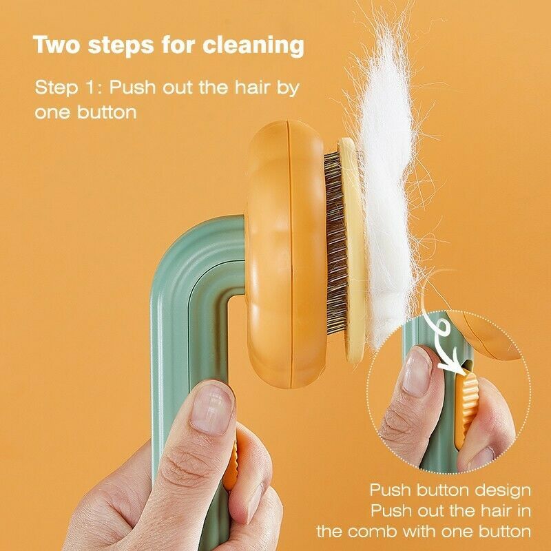 Pet Pumpkin Brush, Pet Grooming Self Cleaning Slicker Brush For Dogs Cats Puppy Rabbit, Cat Brush Grooming Gently Removes Loose Undercoat, Mats Tangled Hair Slicker Brush - LIT-TERAL