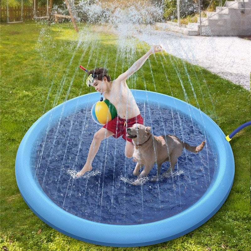 Non-Slip Splash Pad For Kids And Pet Dog Pool Summer Outdoor Water Toys Fun Backyard Fountain Play Mat - LIT-TERAL