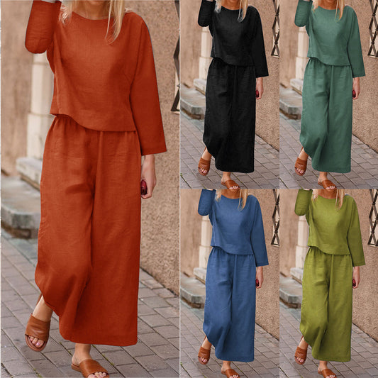 Women's Loose Fitting Shirt And Pants Two-piece Set - LIT-TERAL