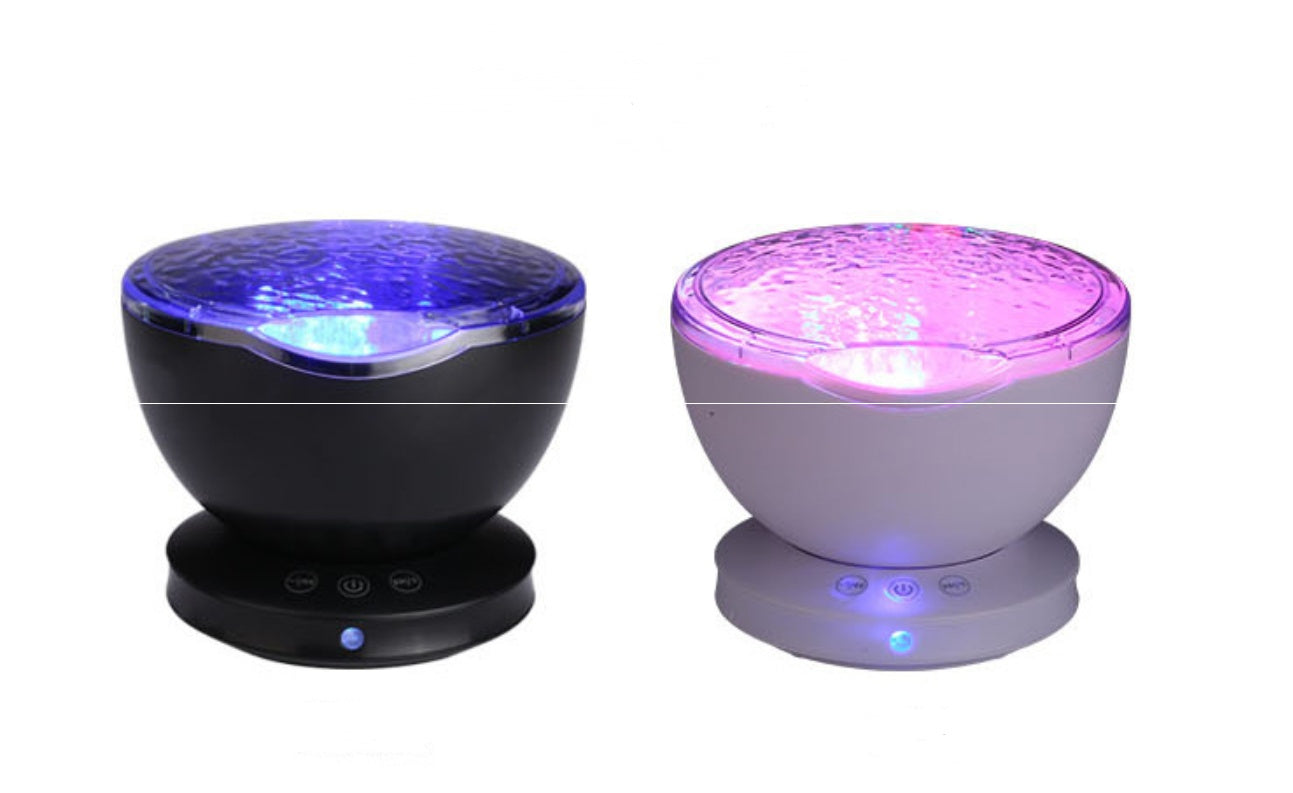 Ocean Wave Projector LED Night Light Remote Control TF Cards Music Player Speaker Aurora Projection - LIT-TERAL