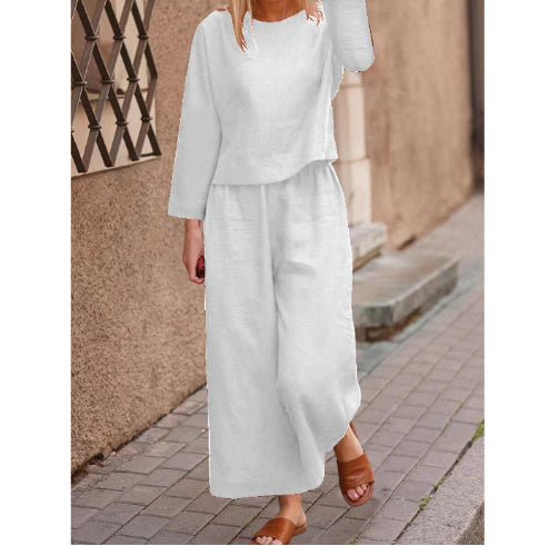 Women's Loose Fitting Shirt And Pants Two-piece Set - LIT-TERAL