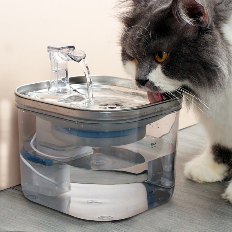 Pet Cat Dog Stainless Steel Automatic Circulation Water Dispenser Intelligent Fountain Pets Accessories - LIT-TERAL