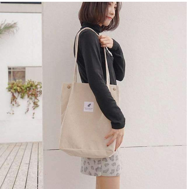 Women's Shopping Bag Large Ladies Canvas Shoulder Bags Tote Shopper Eco Reusable Bag Cotton Cloth Handbag For Women - LIT-TERAL