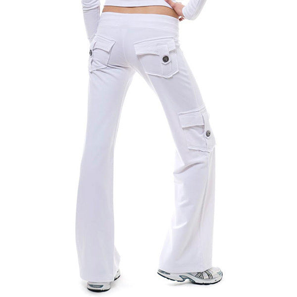 Elastic waist button pocket yoga pants - LIT-TERAL