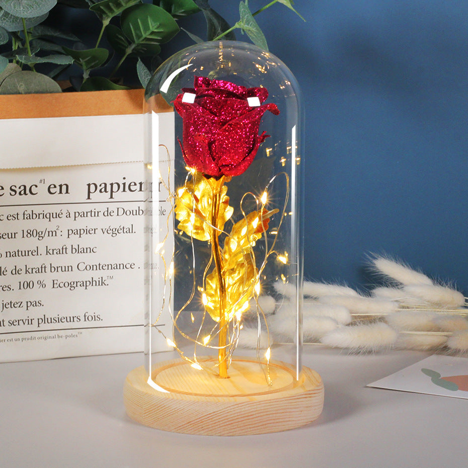 Valentines Day Gift  For Girlfriend Eternal Rose Flowers LED Light In Glass Cover Day Wedding Decoration Favors Mother Day Female Gift  Gift - LIT-TERAL