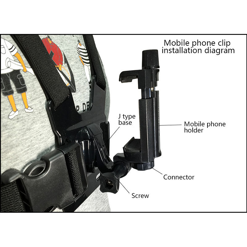 Mobile Phone Chest Mount Harness Strap Holder Cell Phone Clip Action Camera Adjustable Straps - LIT-TERAL