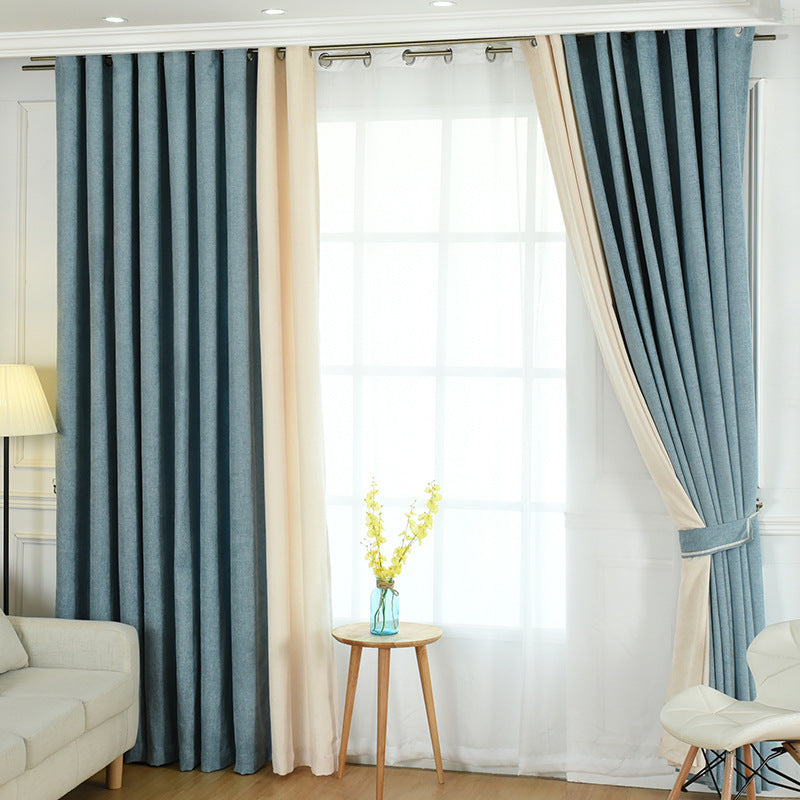 Factory direct stitching simple solid chenille curtain high shading curtain finished living room bedroom curtains - LIT-TERAL