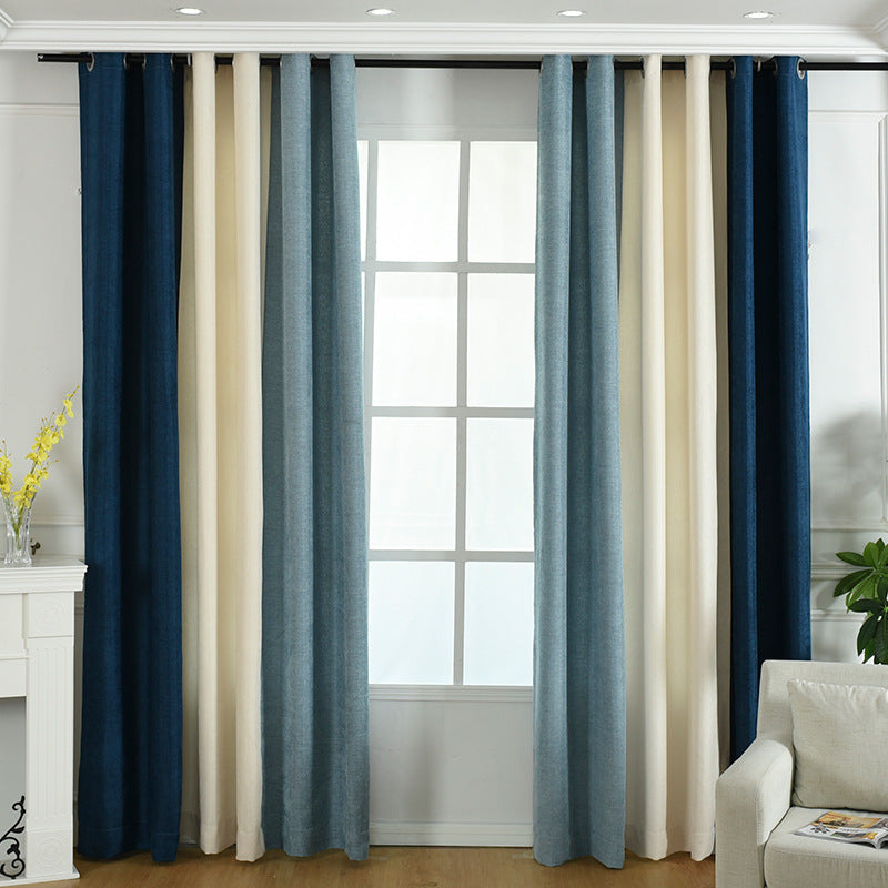 Factory direct stitching simple solid chenille curtain high shading curtain finished living room bedroom curtains - LIT-TERAL