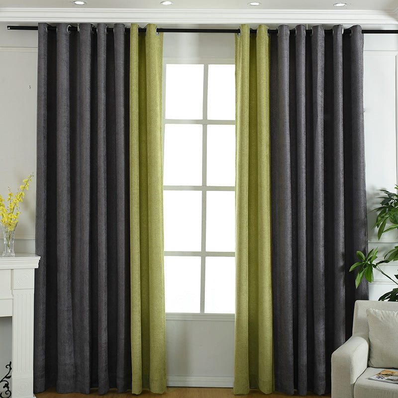 Factory direct stitching simple solid chenille curtain high shading curtain finished living room bedroom curtains - LIT-TERAL