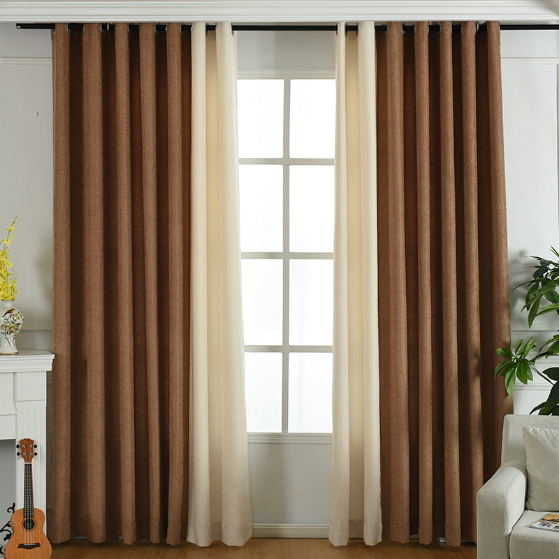 Factory direct stitching simple solid chenille curtain high shading curtain finished living room bedroom curtains - LIT-TERAL