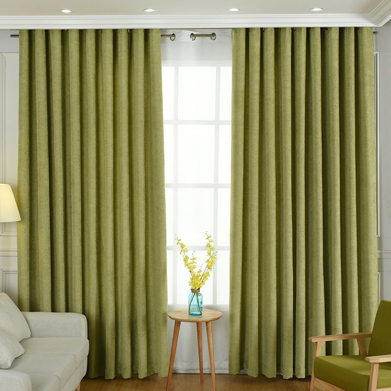 Factory direct stitching simple solid chenille curtain high shading curtain finished living room bedroom curtains - LIT-TERAL