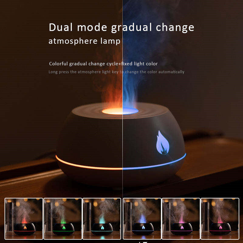 Flame Humidifier Aromatherapy Diffuser 7 Colors Light Home Air Humidifier 130ML USB Room Fragrance Essential Oil Diffuser - LIT-TERAL