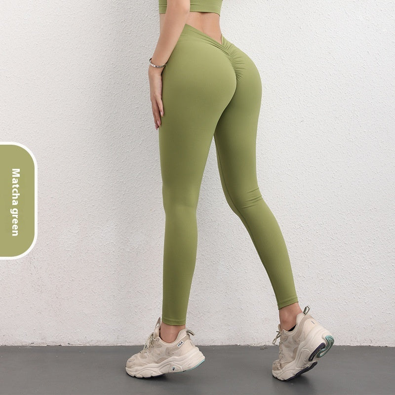 Fashion V-shaped Yoga Pants Ins High Waist Trousers Hip Lifting Sports Fitness Pants Womens Clothing - LIT-TERAL