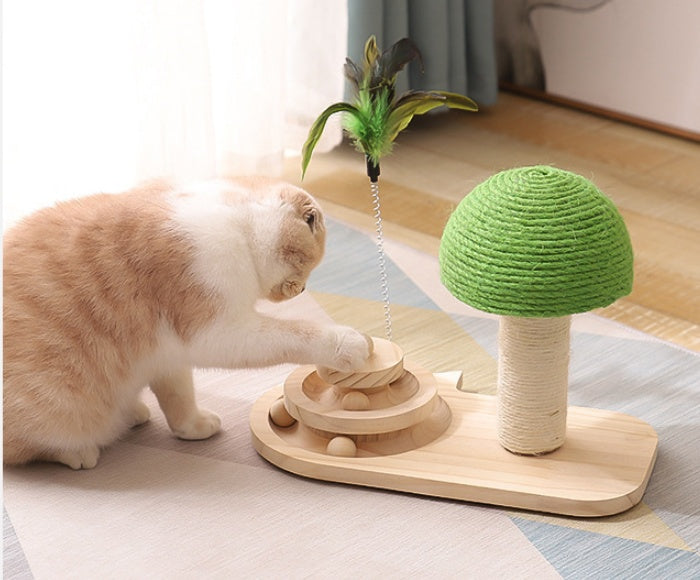 Pet Cat Tree Toys Cat Scratch Post Pet Furniture Scratching Post Cats Claw Scratcher Double Sisal Balls Cat Accessories - LIT-TERAL