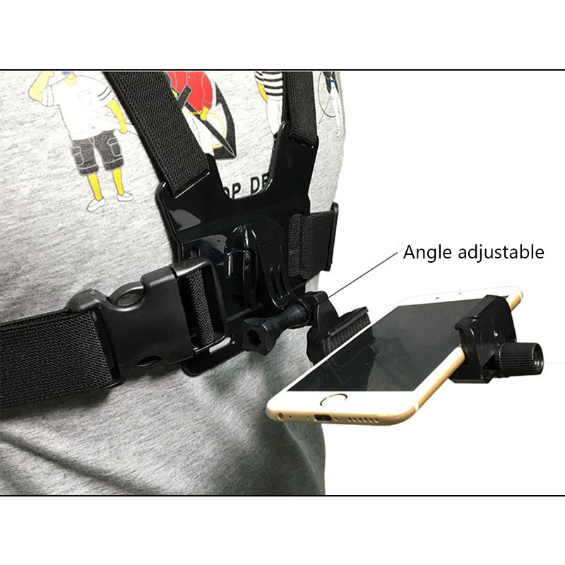 Mobile Phone Chest Mount Harness Strap Holder Cell Phone Clip Action Camera Adjustable Straps - LIT-TERAL