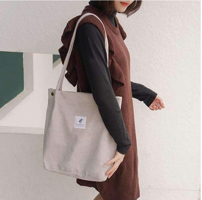 Women's Shopping Bag Large Ladies Canvas Shoulder Bags Tote Shopper Eco Reusable Bag Cotton Cloth Handbag For Women - LIT-TERAL