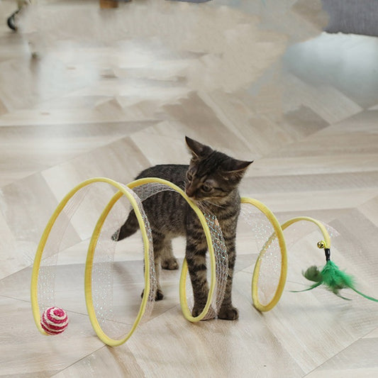 Cat Pets Toys Mouse Shape Balls Foldable Cat Kitten Play Tunnel Funny Cat Stick Mouse Supplies Simulation Mouse Pet Accessories - LIT-TERAL