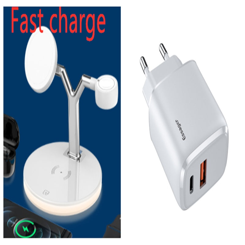 Compatible with Apple, 3 In 1 Magnetic Wireless Charger 15W Fast Charging Station For Magsafe Chargers - LIT-TERAL