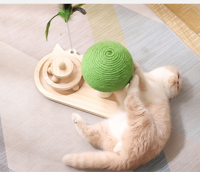 Pet Cat Tree Toys Cat Scratch Post Pet Furniture Scratching Post Cats Claw Scratcher Double Sisal Balls Cat Accessories - LIT-TERAL