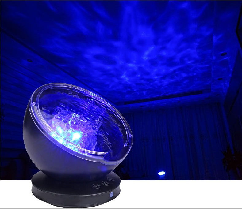 Ocean Wave Projector LED Night Light Remote Control TF Cards Music Player Speaker Aurora Projection - LIT-TERAL