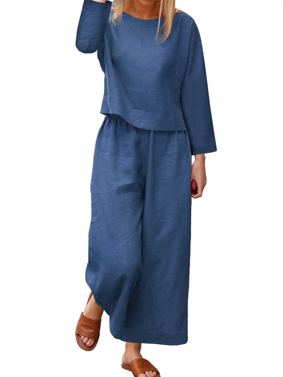 Women's Loose Fitting Shirt And Pants Two-piece Set - LIT-TERAL