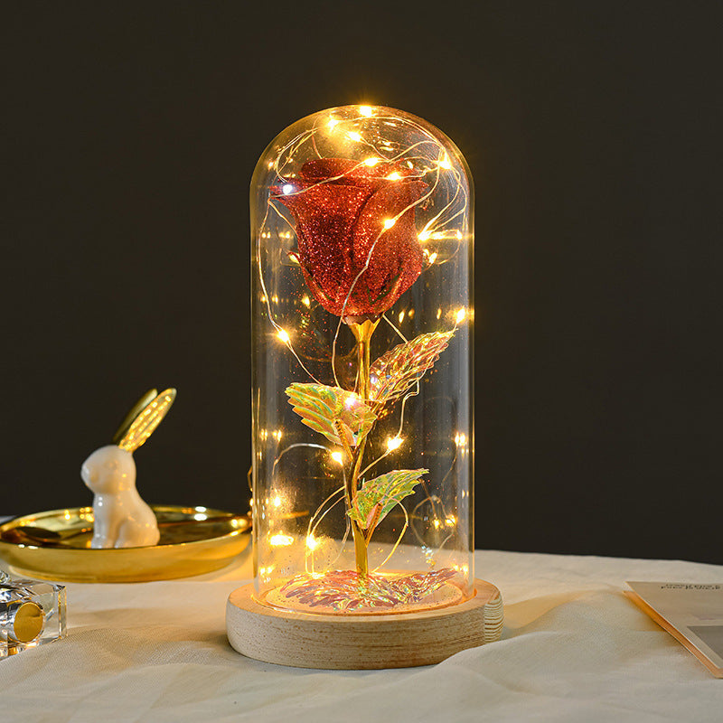 Valentines Day Gift  For Girlfriend Eternal Rose Flowers LED Light In Glass Cover Day Wedding Decoration Favors Mother Day Female Gift  Gift - LIT-TERAL