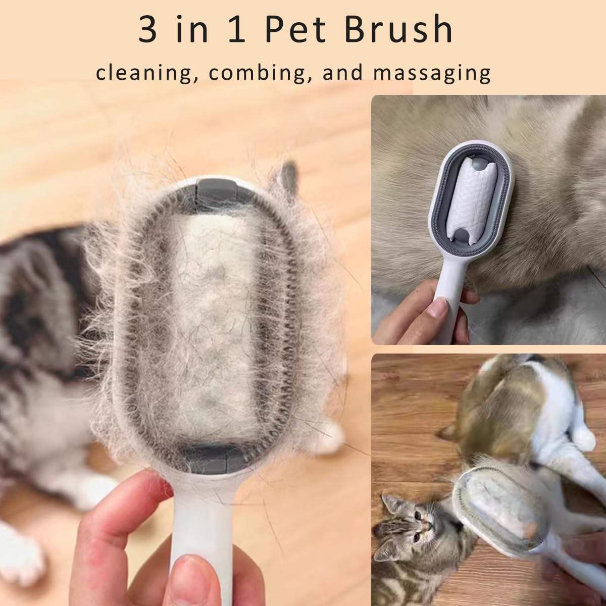 Cat Hair Brush With Water, Sticky Brush For Cats, 4 In-1 Cat Grooming Brush Creative Update Cat Dog Grooming Comb With Water Tank Double-Sided Hair Removal Brush Kitten Pet Supplies Accessori - LIT-TERAL