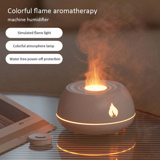 Flame Humidifier Aromatherapy Diffuser 7 Colors Light Home Air Humidifier 130ML USB Room Fragrance Essential Oil Diffuser - LIT-TERAL