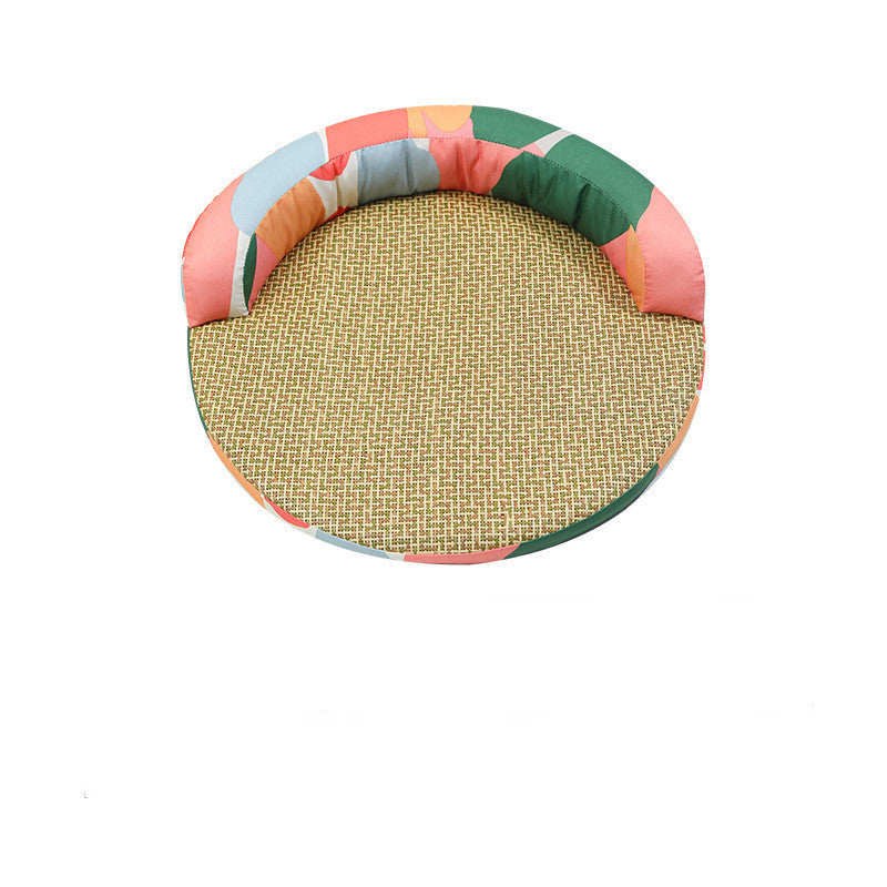 New Summer Cool Pet Sofa Beds Weaving Rattan Pillow To Lean On Mat Cat Dog Nest Etachable Prevent Cervical Spondylosis Pet Bed - LIT-TERAL