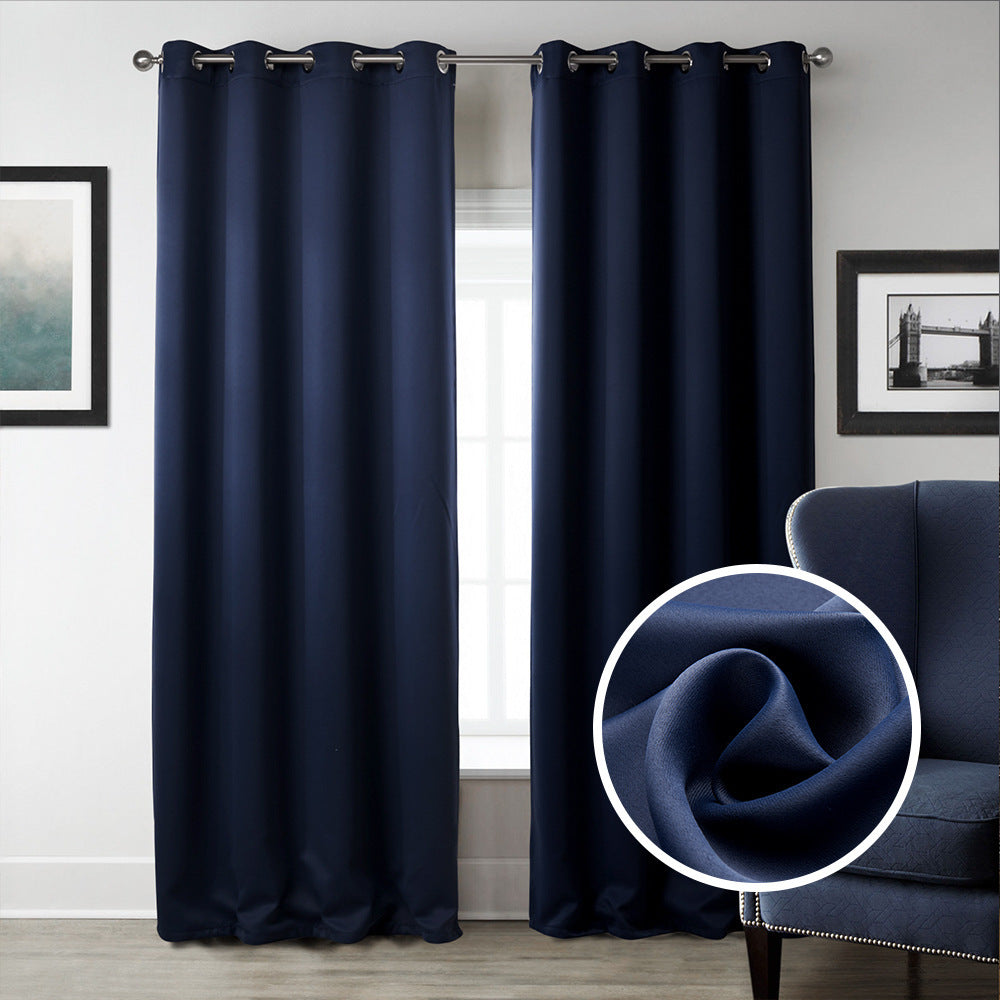 Dark Blue Bedroom Blackout Fabric Printed Curtains - LIT-TERAL