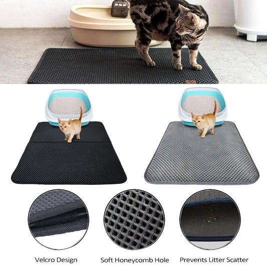 Waterproof Pet Cat Litter Mat EVA Double Layer Cat Litter Trapping Pet Litter Cat Mat Clean Pad Products For Cats Accessories - LIT-TERAL