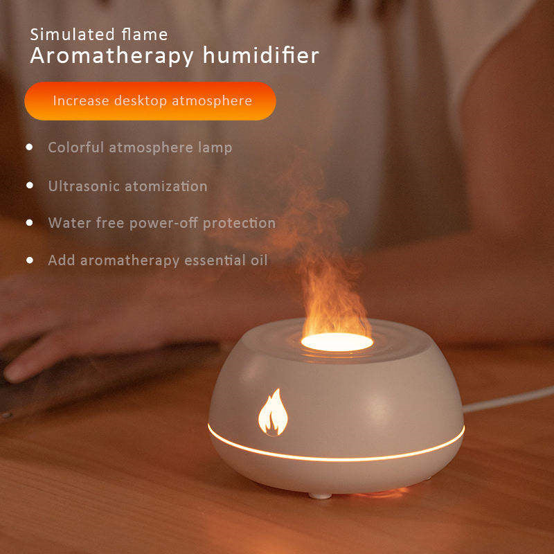 Flame Humidifier Aromatherapy Diffuser 7 Colors Light Home Air Humidifier 130ML USB Room Fragrance Essential Oil Diffuser - LIT-TERAL