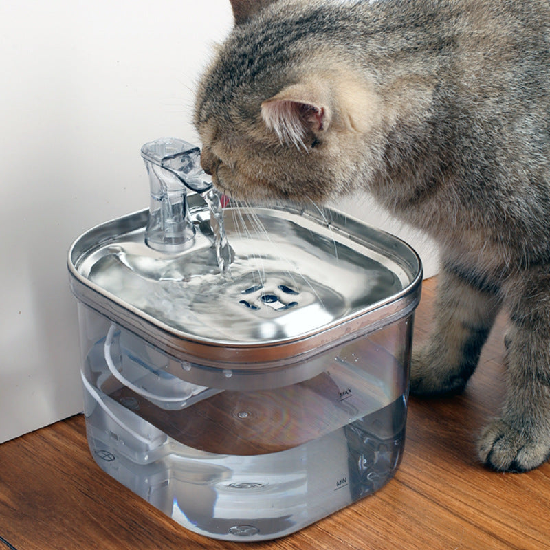 Pet Cat Dog Stainless Steel Automatic Circulation Water Dispenser Intelligent Fountain Pets Accessories - LIT-TERAL