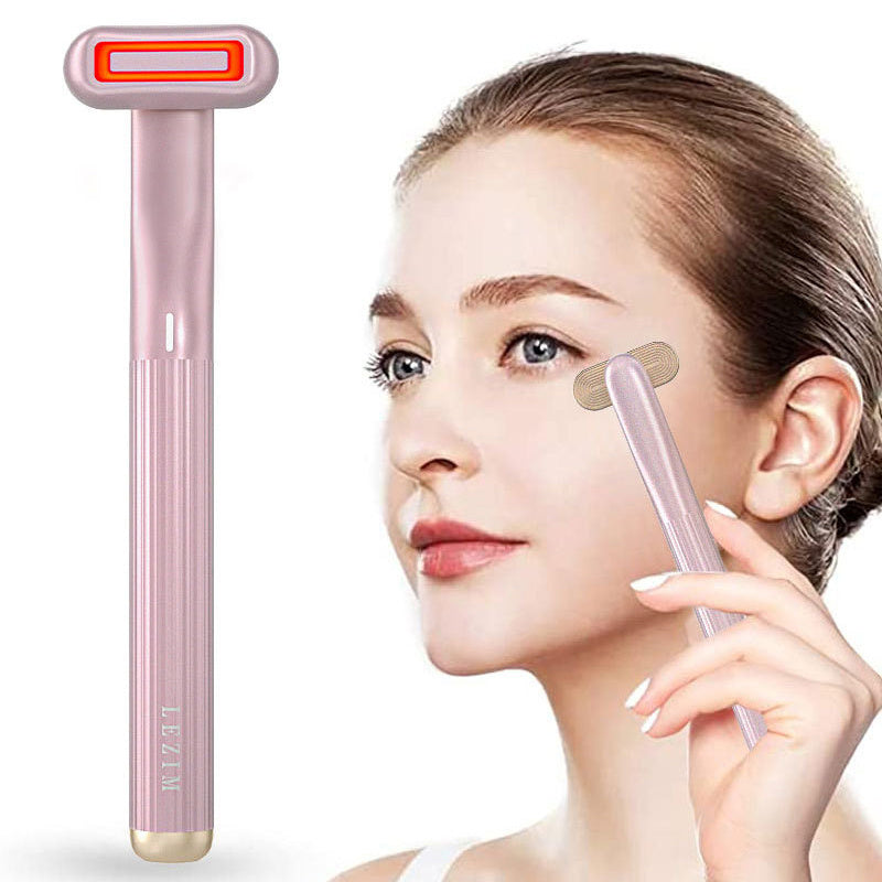 New Upgraded 360 Degrees Rotary Eye Massage Therapeutic Warmth Face Massage Red LED Light 5-in-1 Skincare Tool Wand - LIT-TERAL